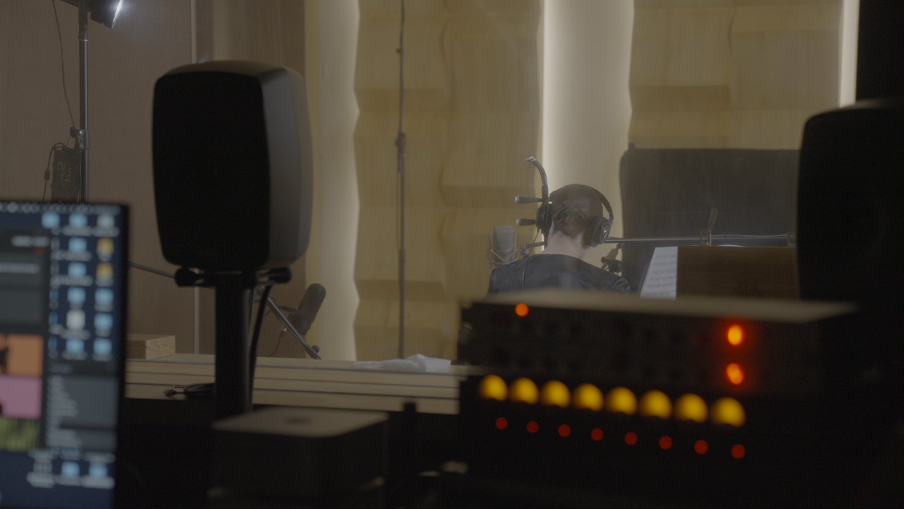 Erhu recording session viewed from the control room